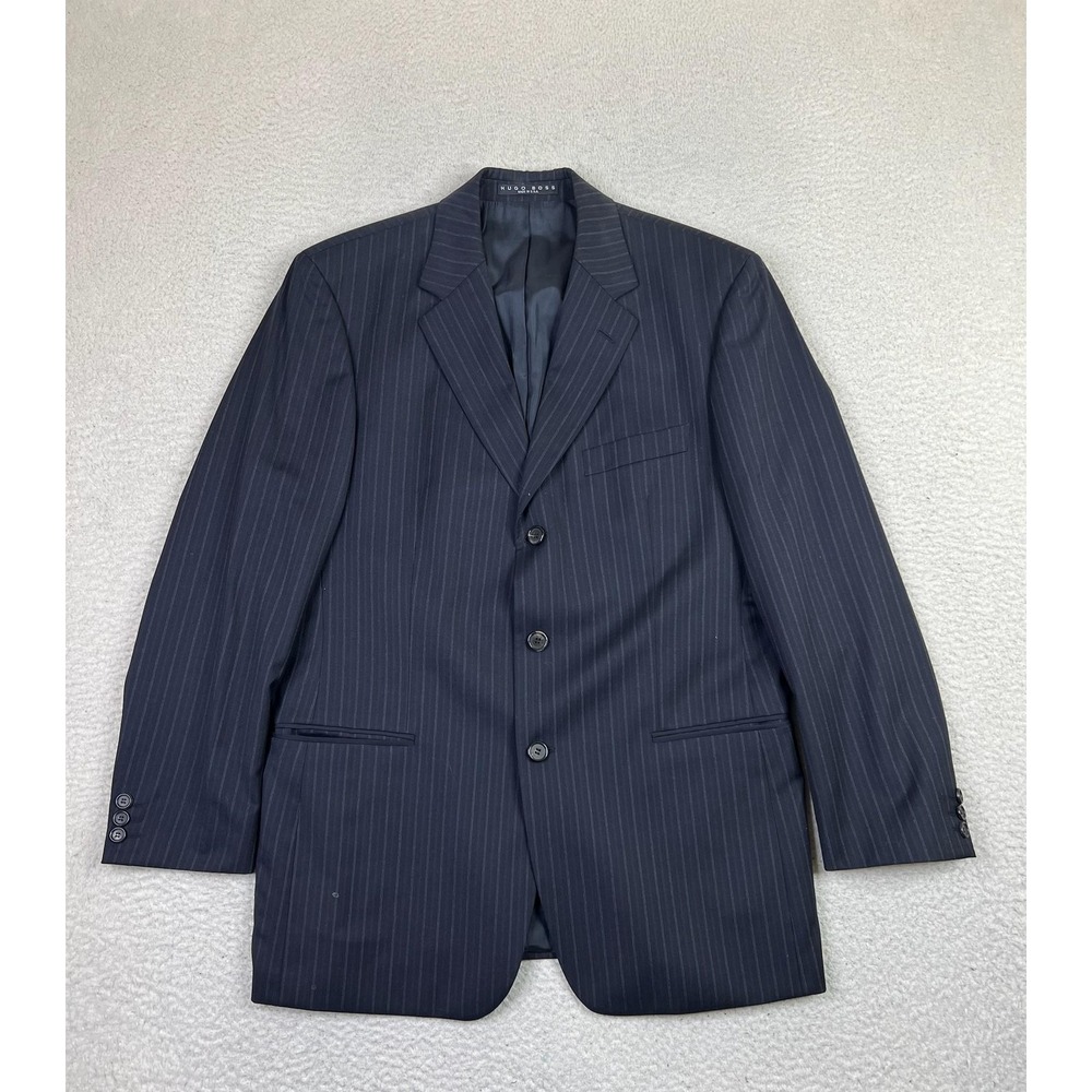 Hugo Boss Blazer Mens‎ 40R Navy Pinstripe Wool Made in USA Einstein Sigma Jacket